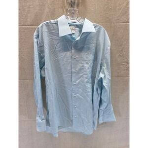 Enro Mens Non-Iron Dress Shirt Light Blue Striped 100% Cotton 16.5 32-33 1999‎